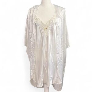 Vintage California Dynasty Satin Pajama Set White Lace Medium